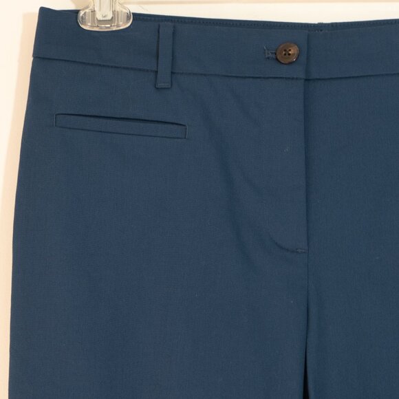 Ann Taylor Cotton Crop Pant Curvy Fit Blue Minimal Retro Office Ankle Trouser - Picture 5 of 9